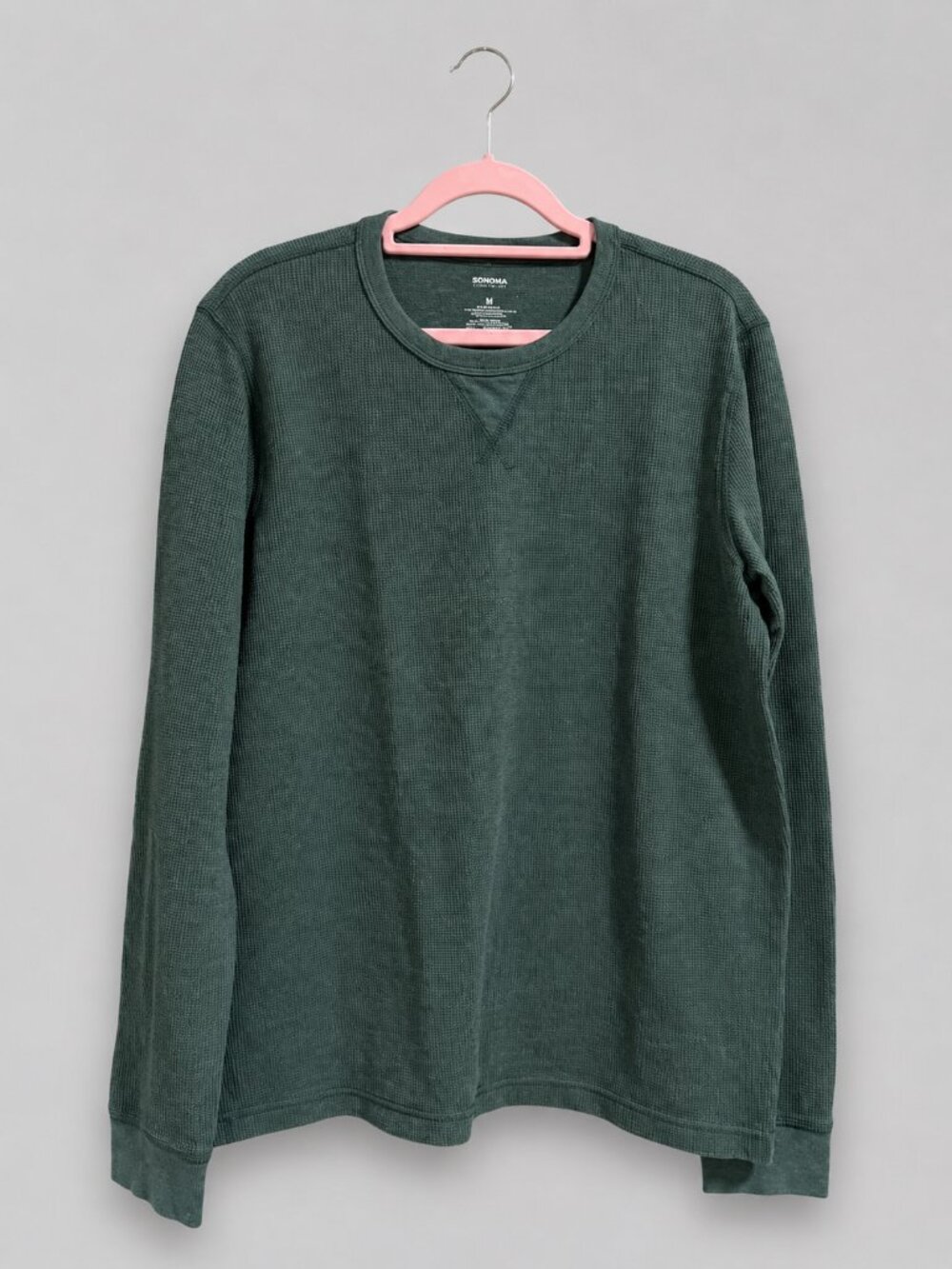 Long Sleeve Men's Medium Sonoma Goods for Life Green Waffle Knit Shirt
